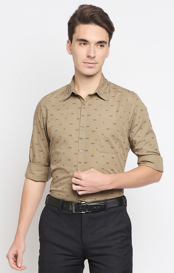 SOLEMIO | Solemio Cotton Regular Fit Button Down Shirt for Men - Khaki