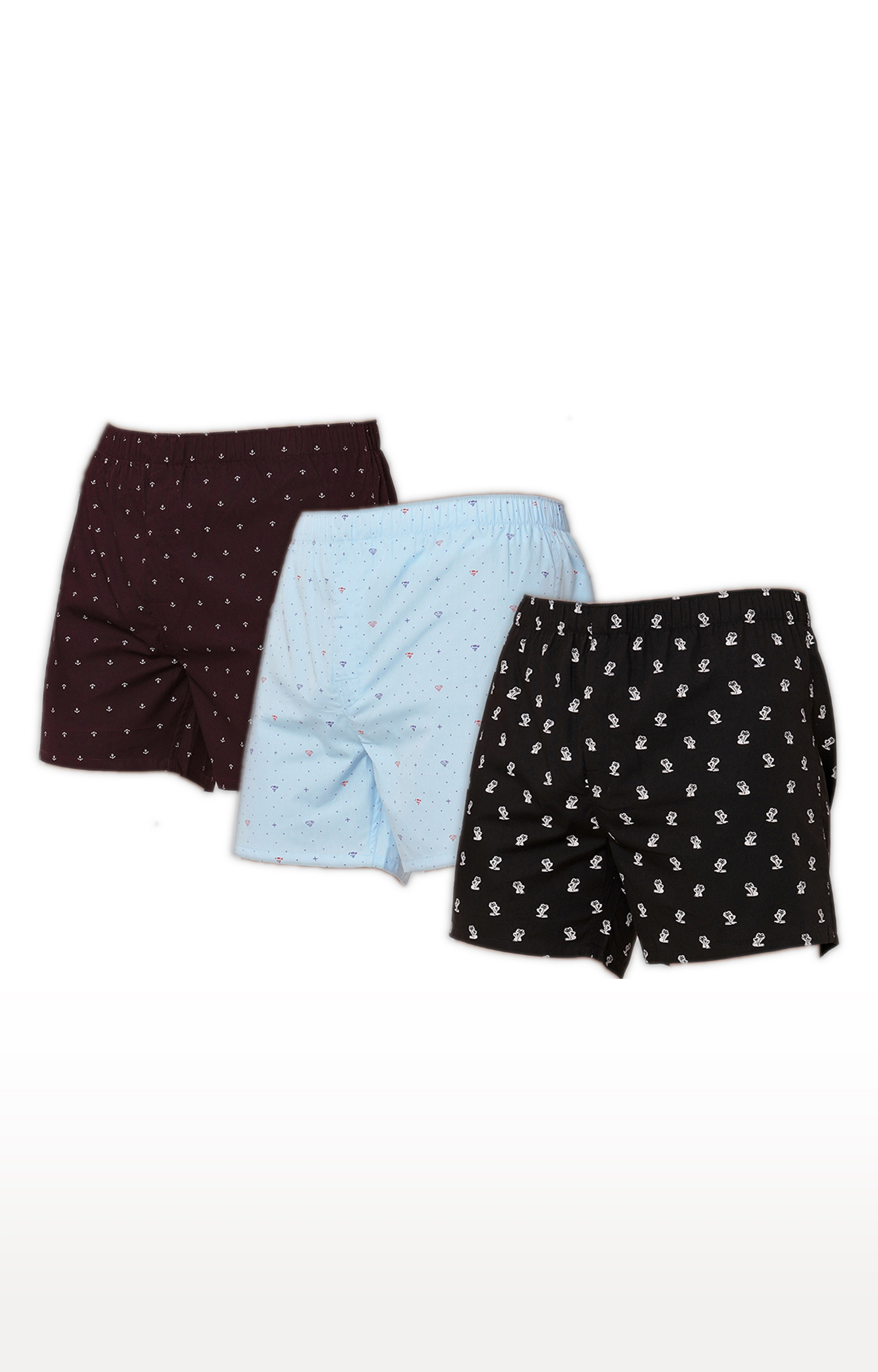 FITZ | Fitz Cotton Regular Fit Printed Boxer Shorts For Men - Pack of 3