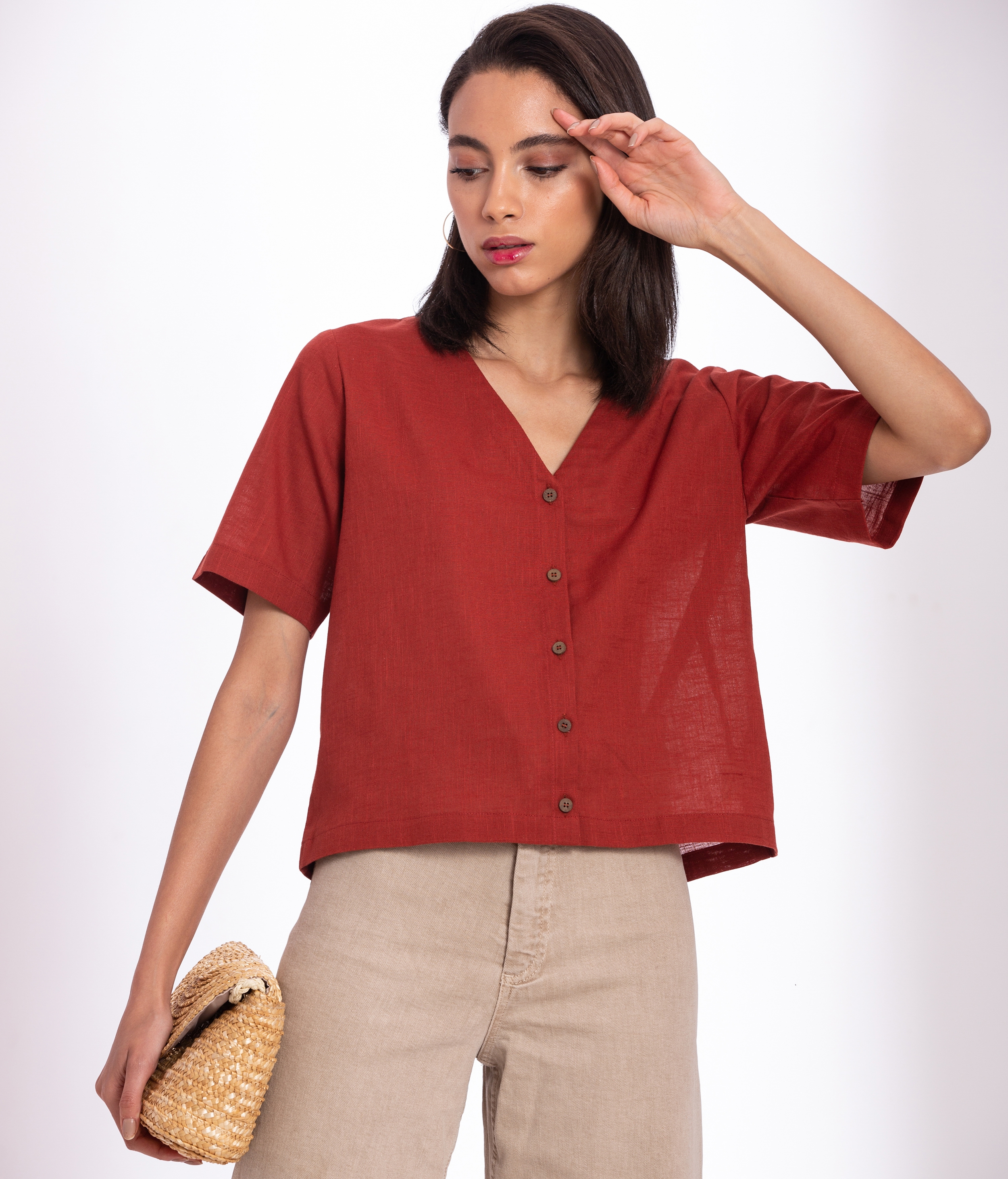 Palison | Warm Red Cotton Top