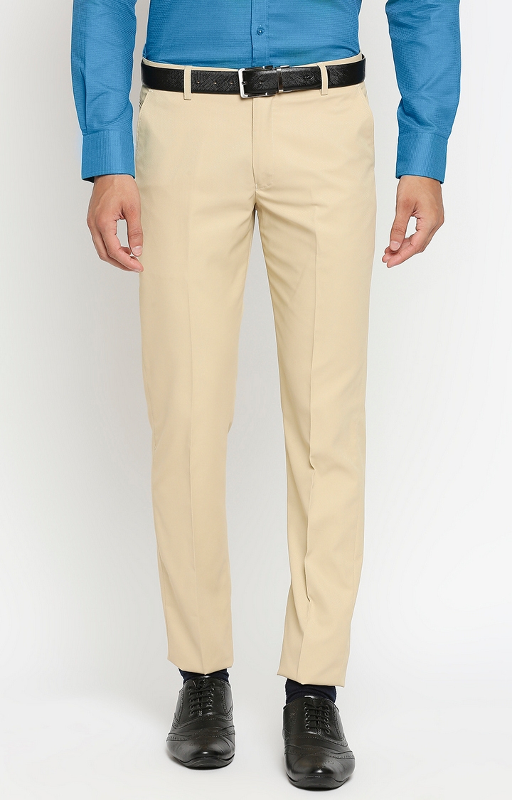 SOLEMIO | Beige Solid Formal Trouser