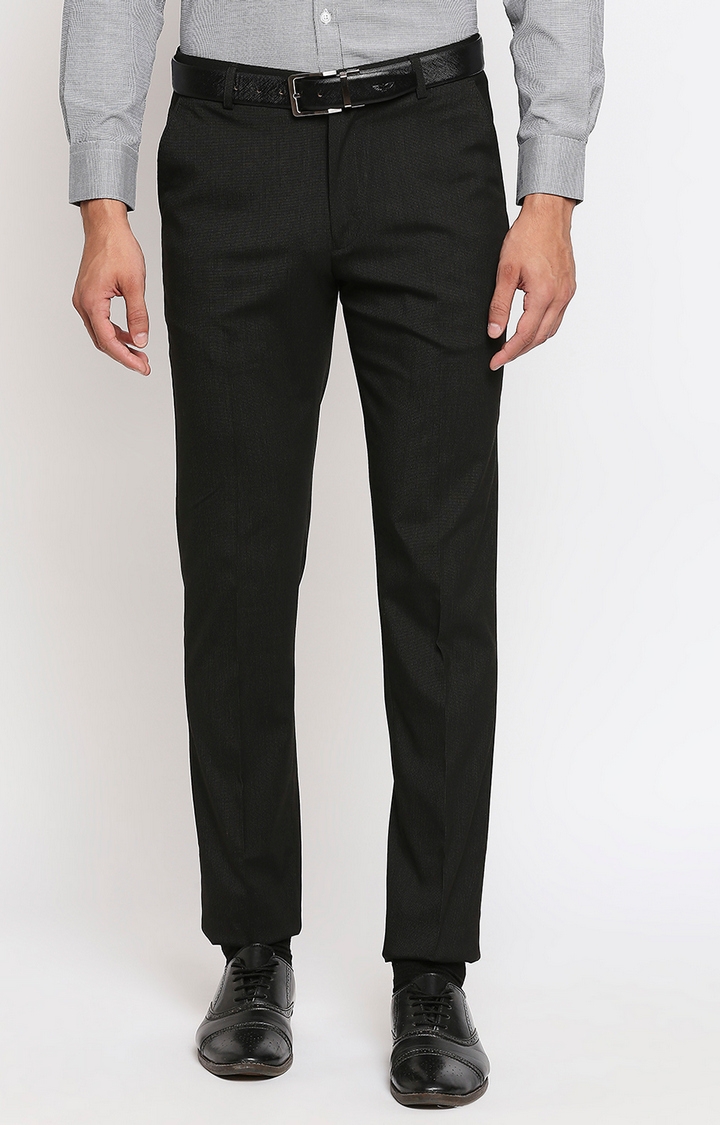 SOLEMIO | Black Striped Formal Trouser