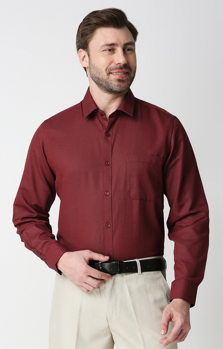 Men's Red Cotton Printed Formal Shirts