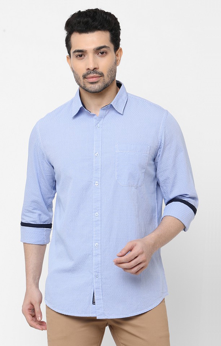 SOLEMIO | Solemio 100% Cotton Smart Fit Spread Collar Shirt For Men