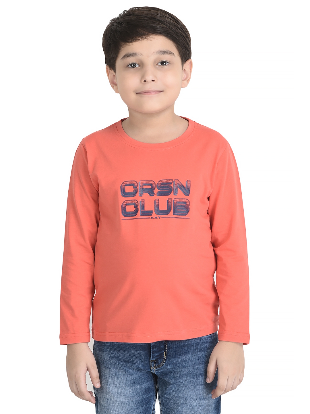 Crimsoune Club Boy Coral Pink Typographic T-Shirt