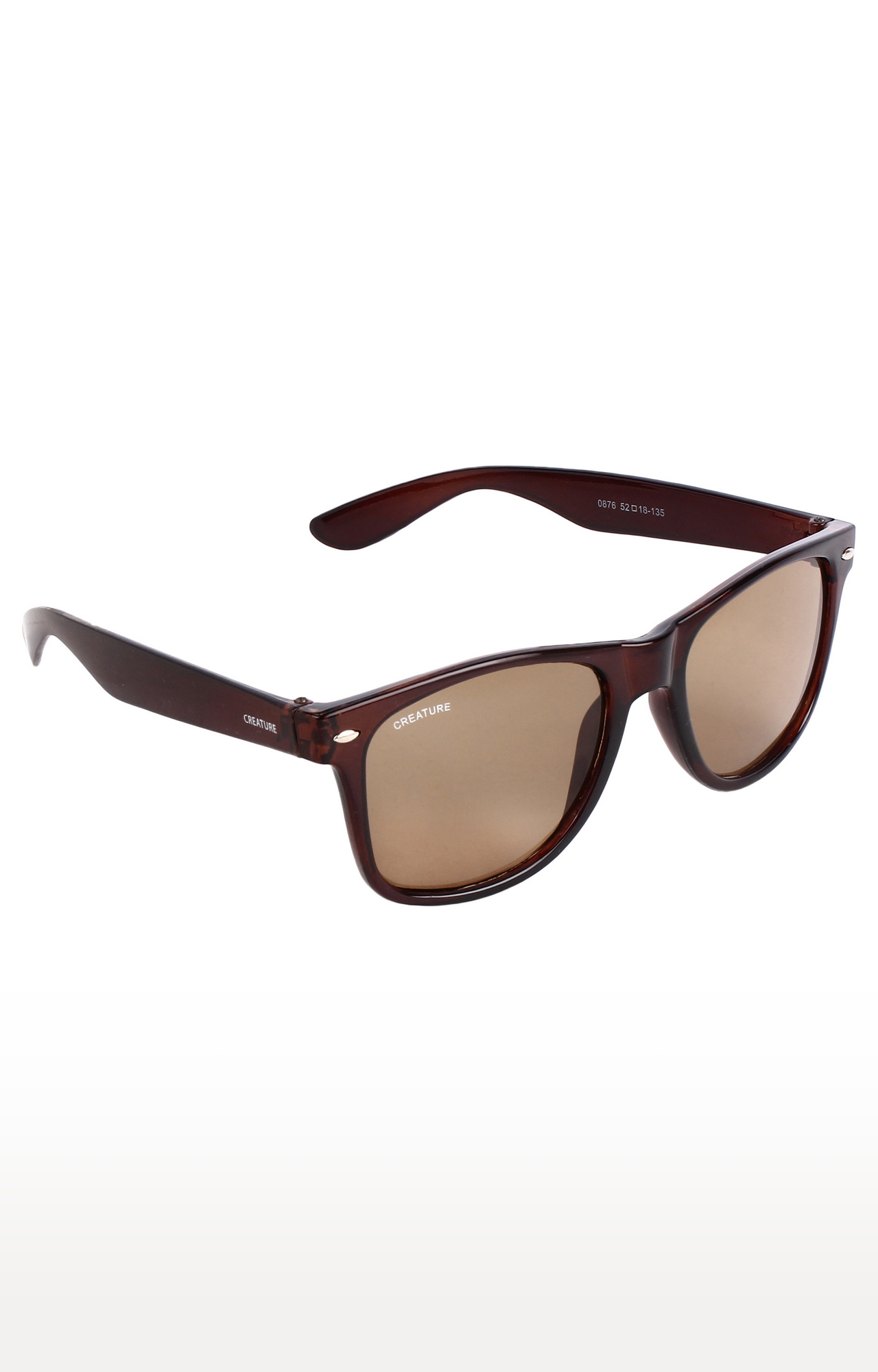 CREATURE | CREATURE Brown Glossy Finish Unisex Wayfarer Sunglasses (Lens-Brown|Frame-Brown)