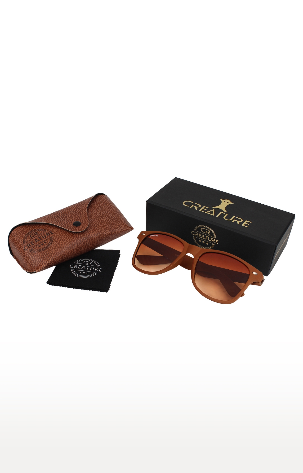 CREATURE Brown Matte Finish Wayfarer UV Protected Unisex Sunglasses (Lens-Brown|Frame-Brown)