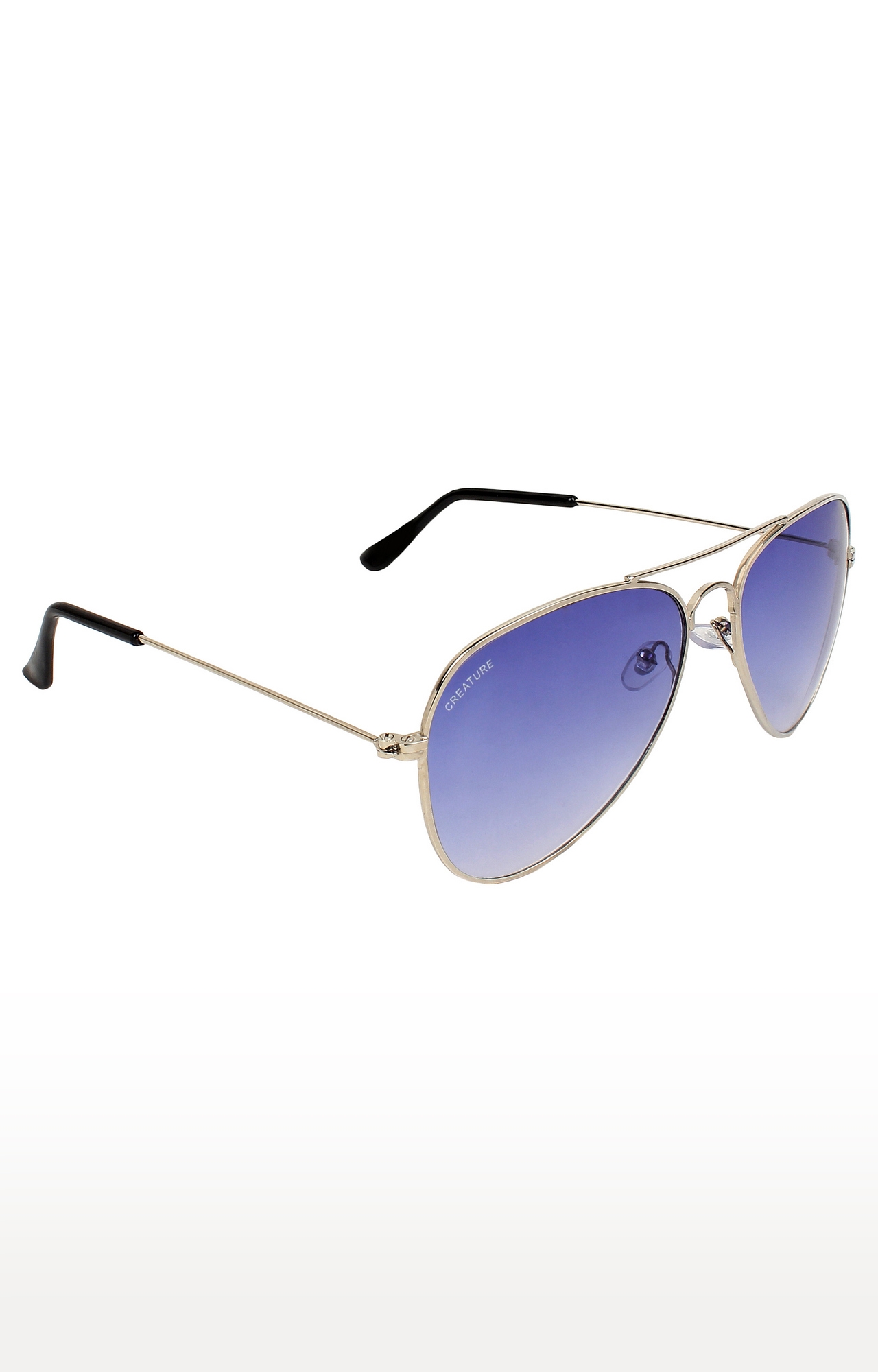 CREATURE | CREATURE Basic Blue Aviator UV-Protected Unisex Sunglasses (Lens-Blue|Frame-Silver)