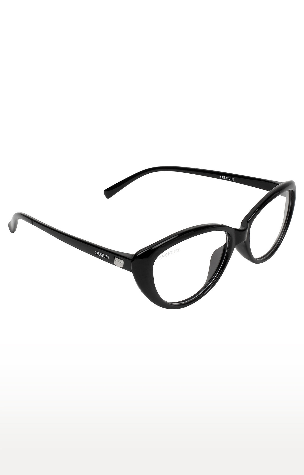 CREATURE | CREATURE Black Raised Retro Cat-Eye Glasses (Lens-Clear|Frame-Black)