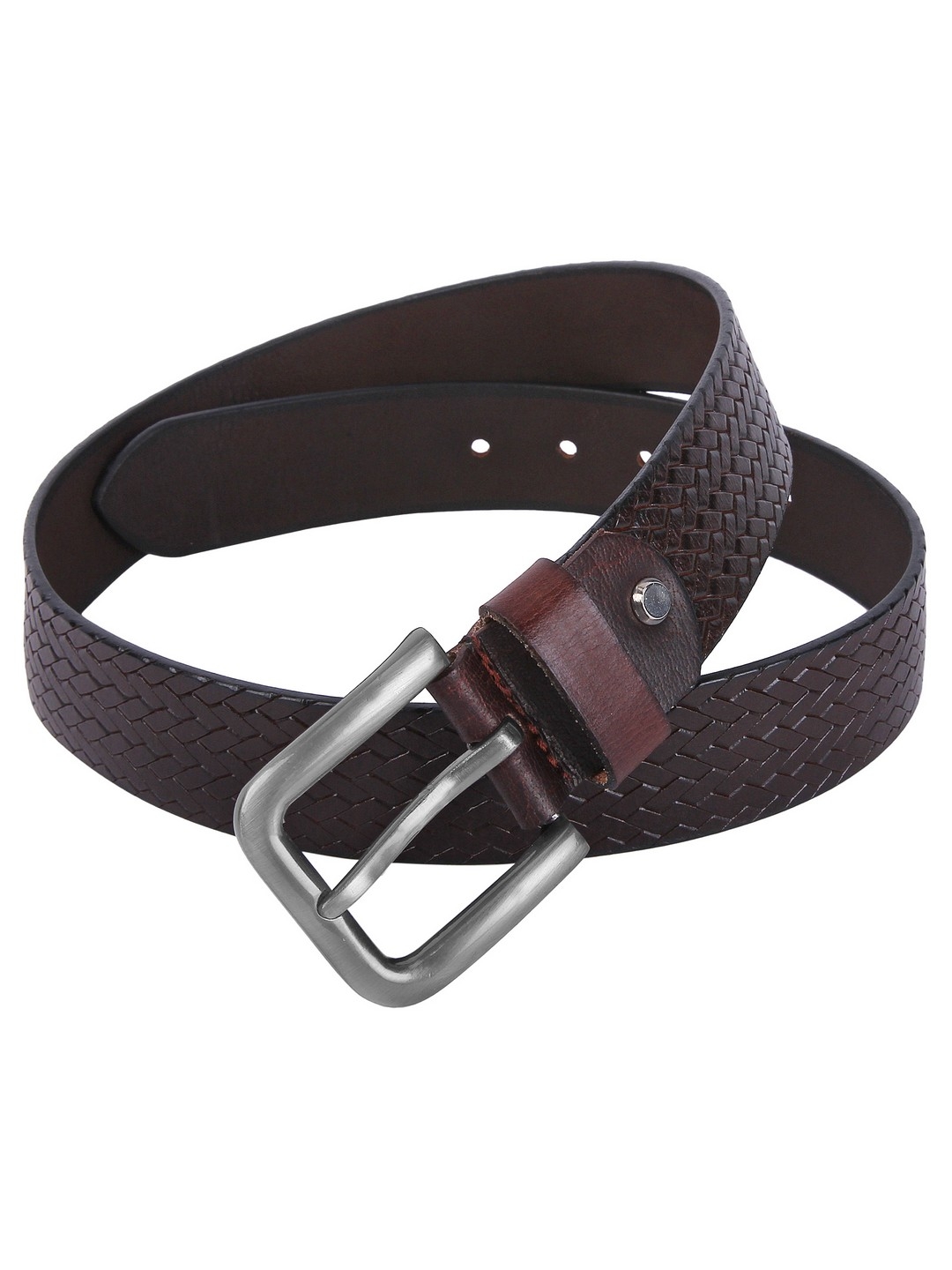 CREATURE | Creature Textured Print Formal/Casual Brown Genuine Leather Belts For Men 2