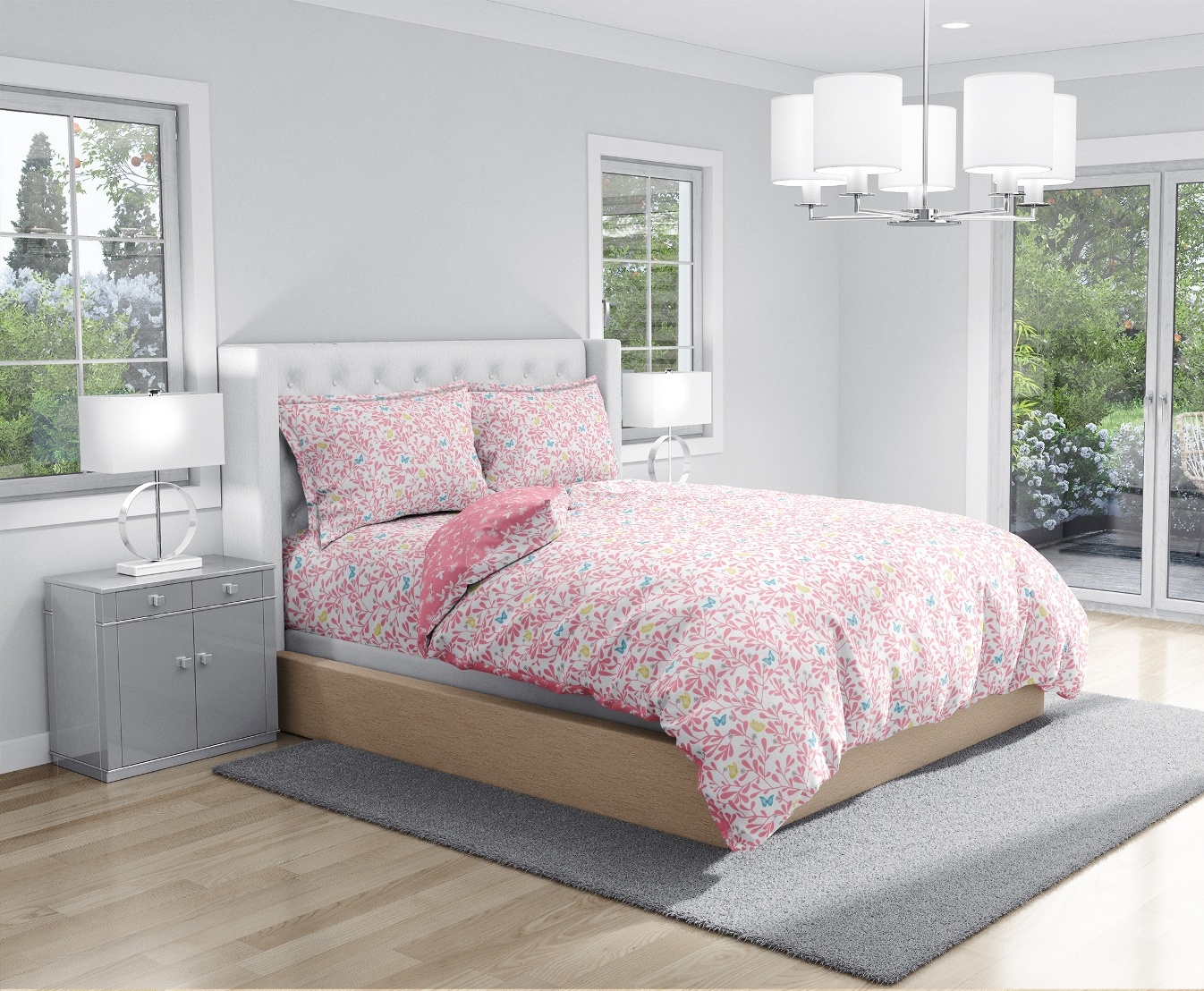 SWAAS | 100% Pure Cotton Butterfly Floral Bedsheet Set
