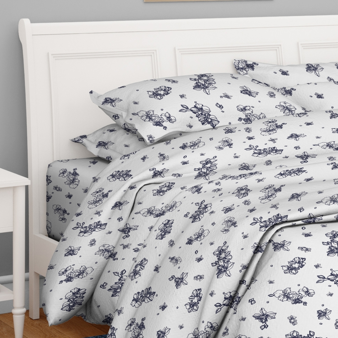 SWAAS | Antimicrobial 100% Cotton Linear Floral Bedsheet Set