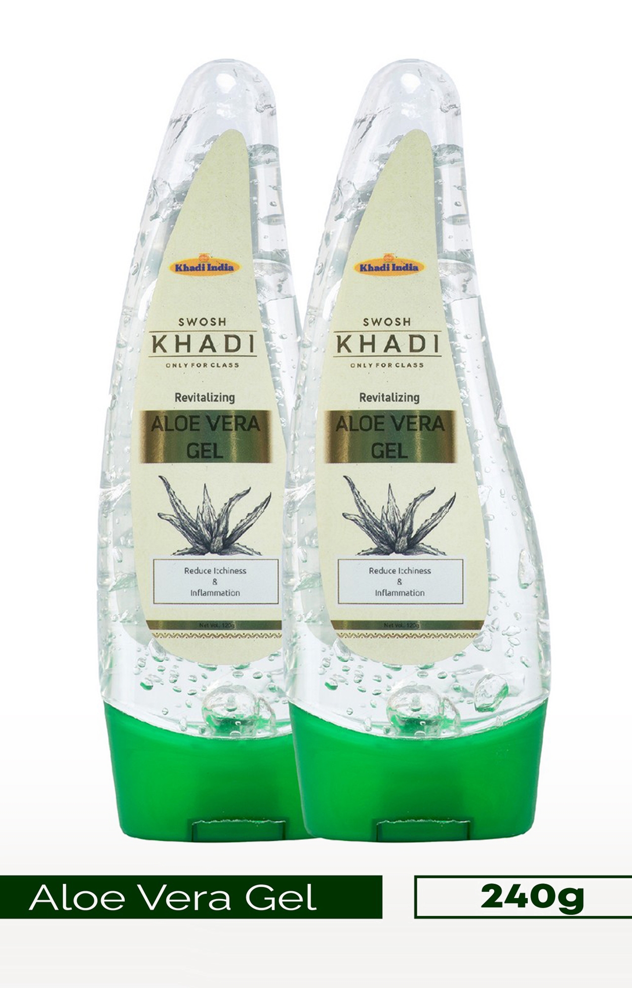 SWOSH | Swosh Khadi Aloe Vera Gel With 100% Pure Aloe From Freshly Cut Aloe Plant Pack Of 2 (120 Gram) |Aloe Vera Facial Massage Gel | (240 Ml)