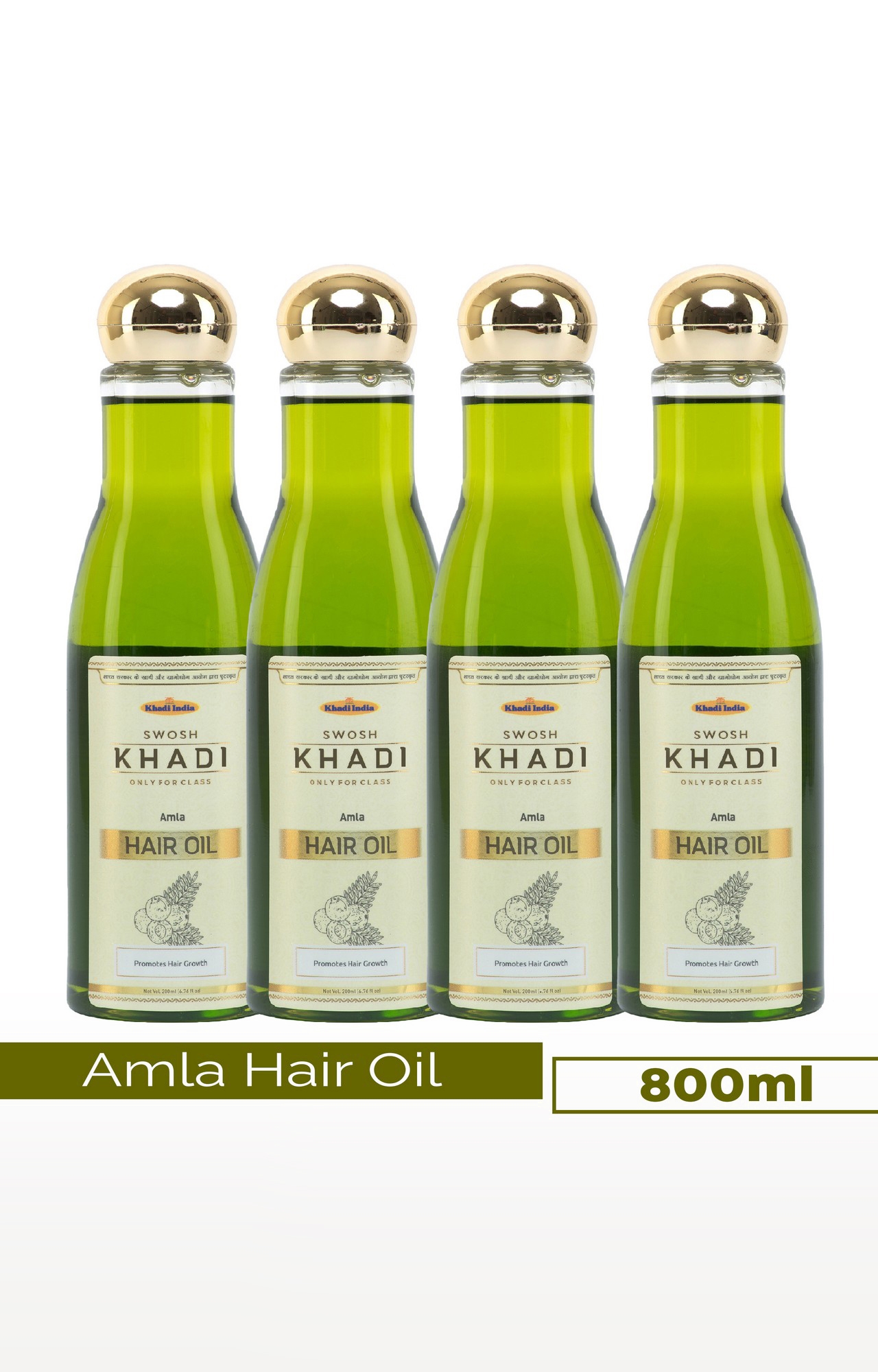 SWOSH | Swosh Khadi Amla Bhringraj Hair Oil For Shiny & Stronger Hairs Reduce Premature Greying Hair Oil Pack Of 4 (200 Ml) | Anti Hair Fall Oil | (800 Ml)