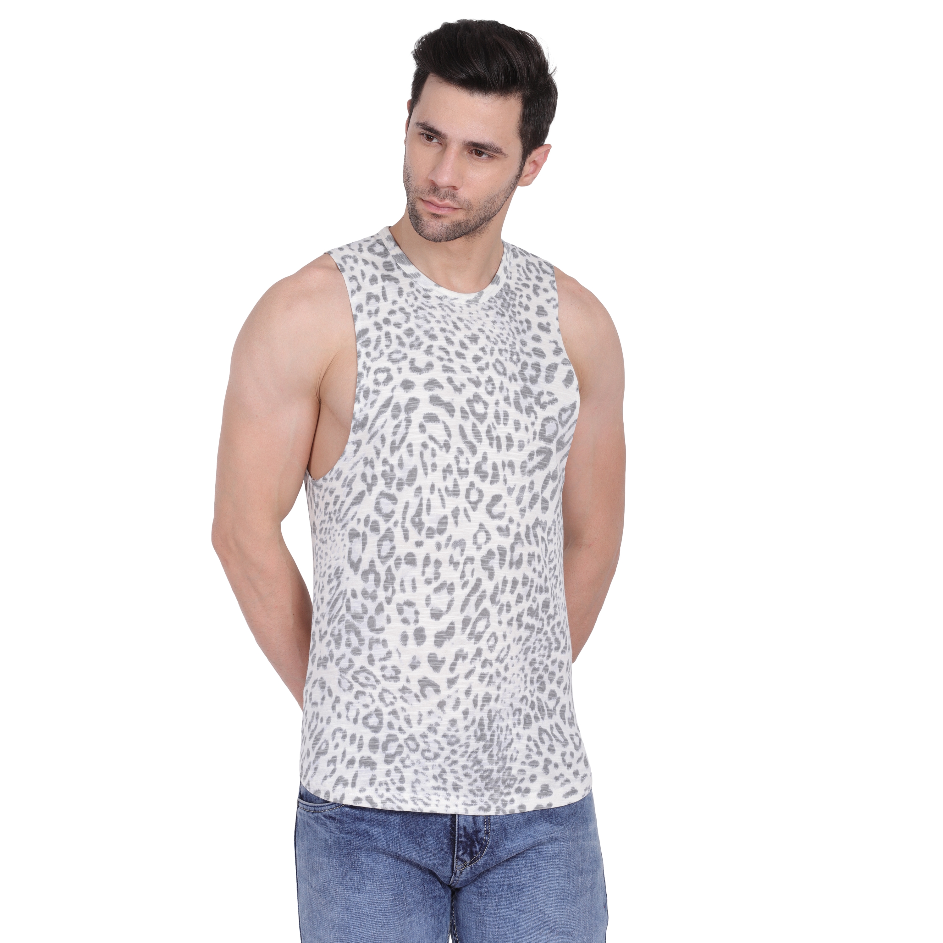 Styvibe | Styvibe Men Animal Print Round Neck Sleeveless Vest T-Shirt