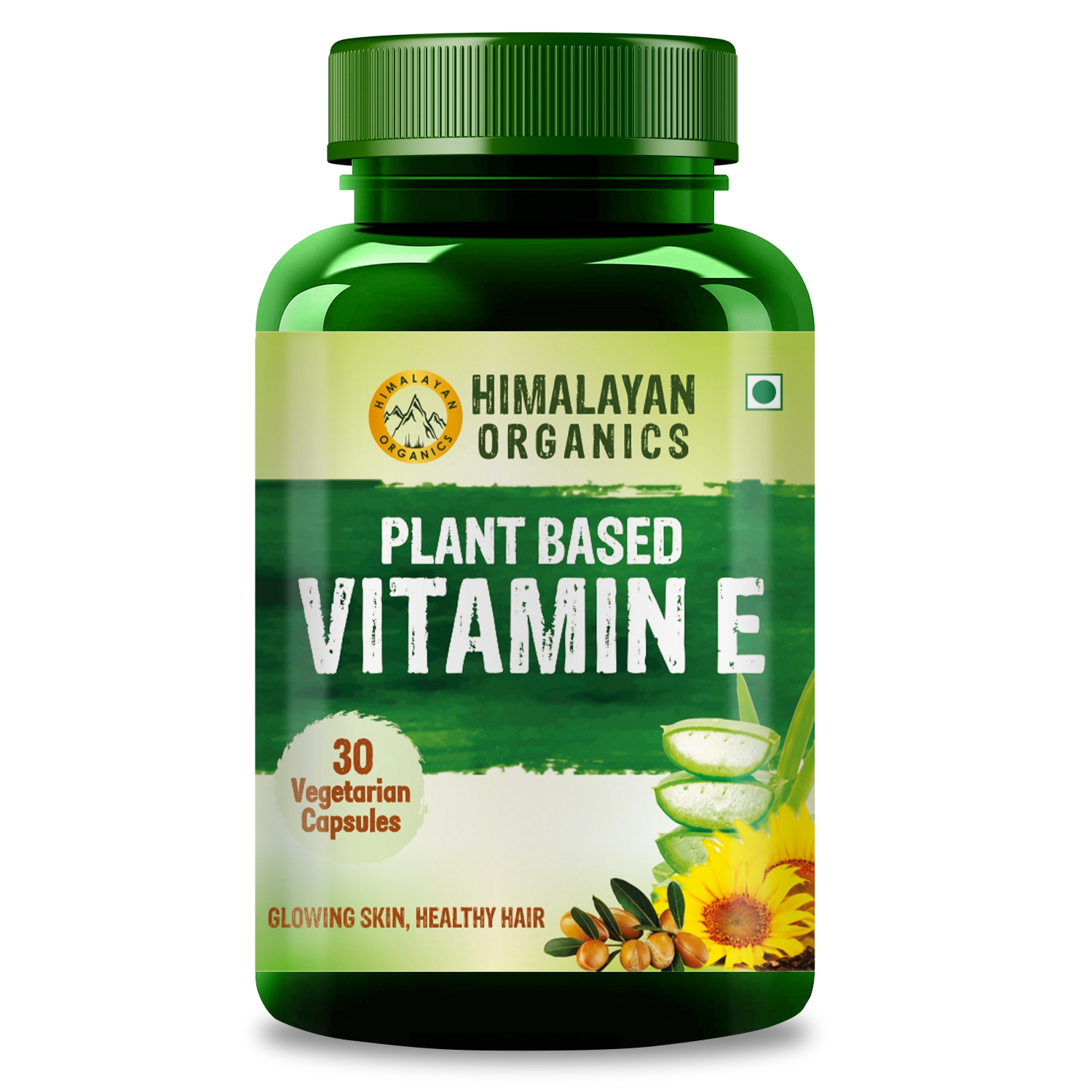 Himalayan Organics | Himalayan Organics Plant Based Vitamin E Capsules (Non-GMO Sunflower Oil, Aloevera Oil, Argan Oil) - 30 Capsules