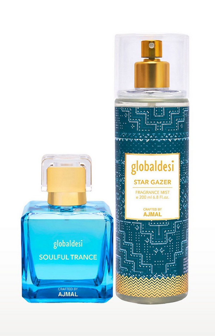 Global Desi Soulful Trance Eau De Parfum 100ML & Star Gazer Body Mist 200ML Pack of 2 for Women Crafted by Ajmal 