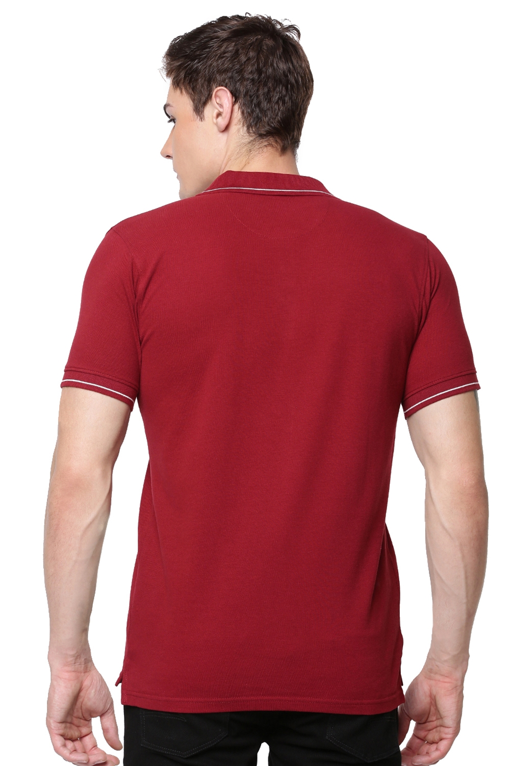 Ramraj Men Maroon Polo Collar Slim Fit Pure Cotton T-shirt