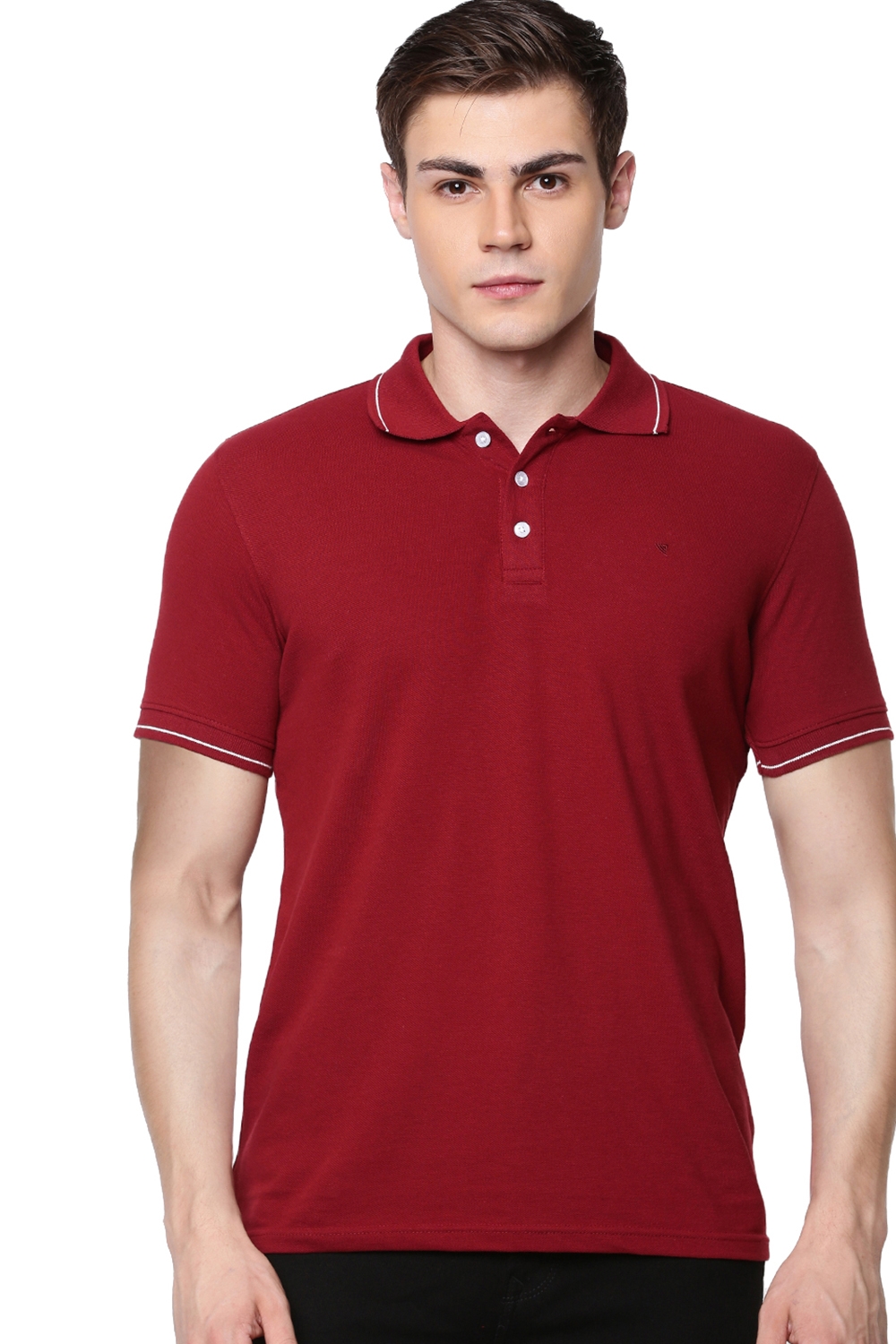 Ramraj Men Maroon Polo Collar Slim Fit Pure Cotton T-shirt