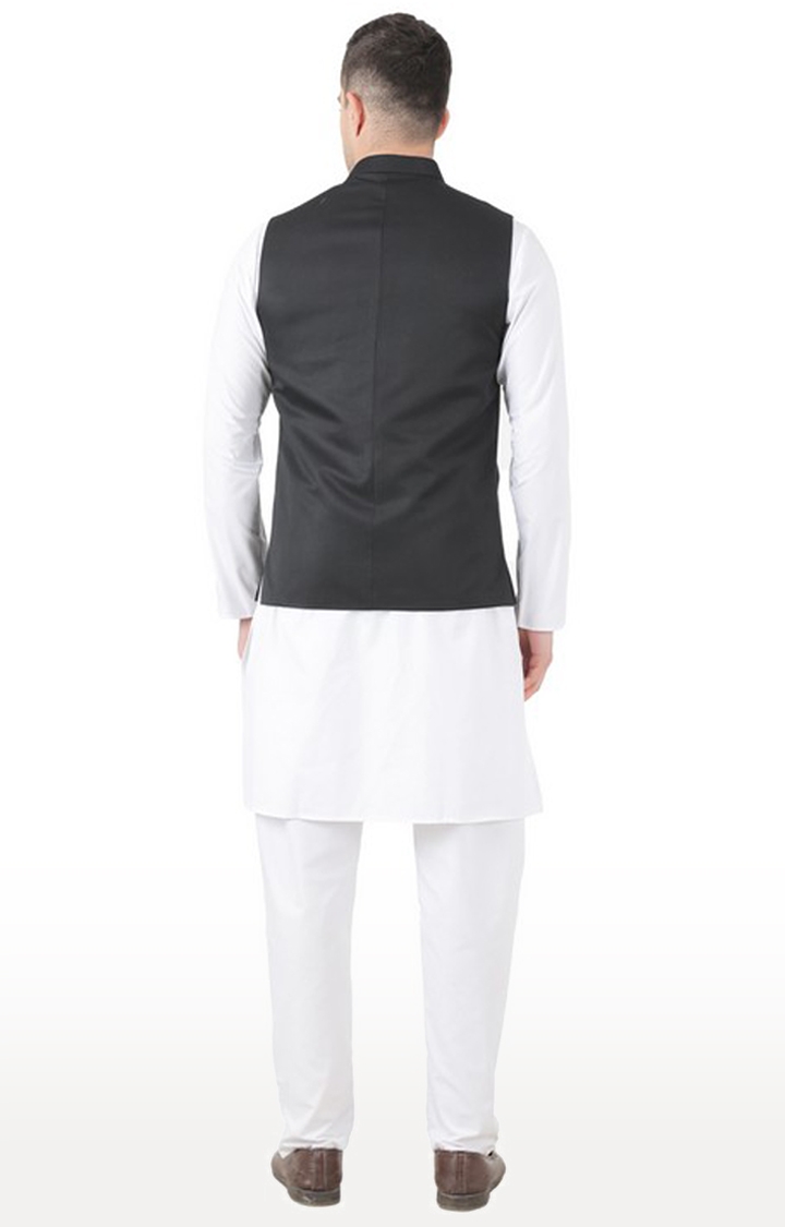 Tahvo Men's Nehru Jacket with Hanky Kurta Pyjama 3 Piece Set