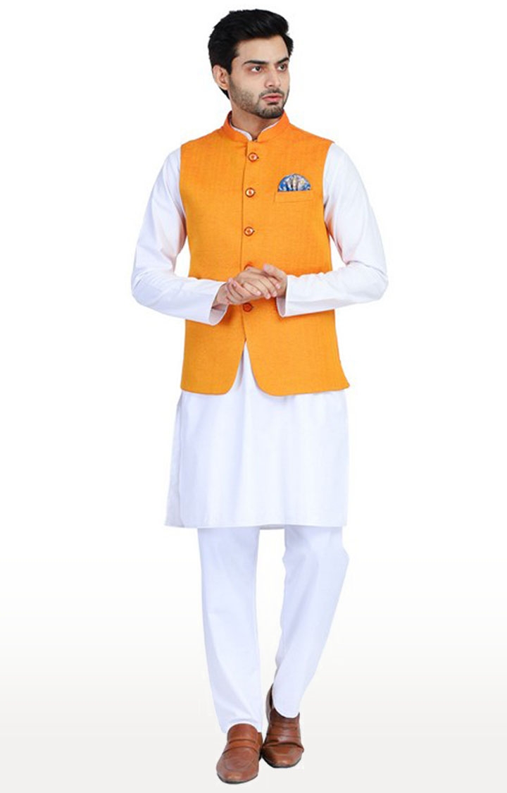 Tahvo Men Orange Nehru Jacket