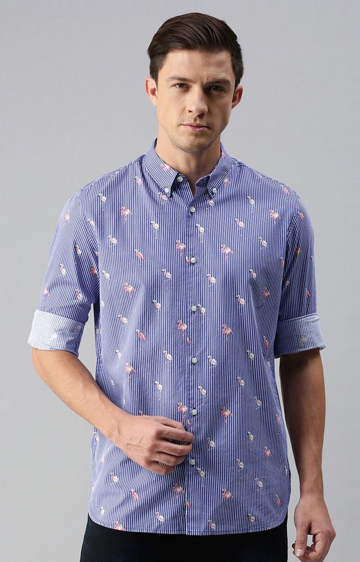 The Bear House | Men'S Blue Printed Tropical Casual Shirts