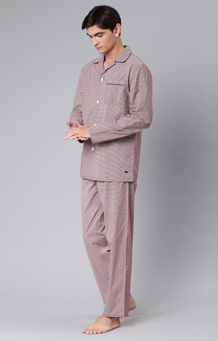 Men's Brown Printed Night-Suit