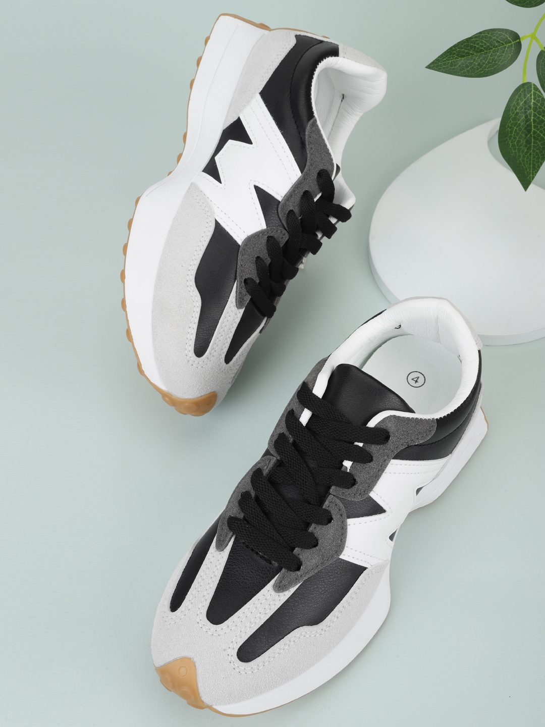 Truffle Collection | Black PU Chunky Sneakers