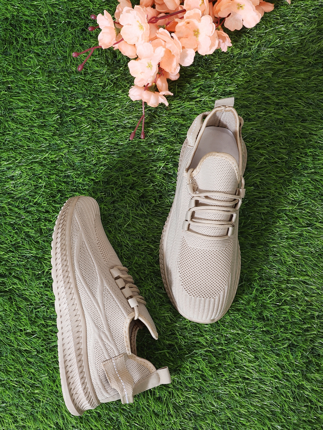 Truffle Collection | Beige Mesh Slip-On Sneakers