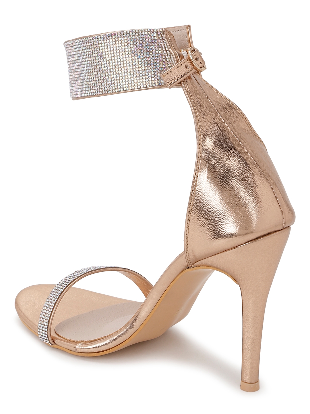 Rose Gold PU Strappy Stiletto Sandals