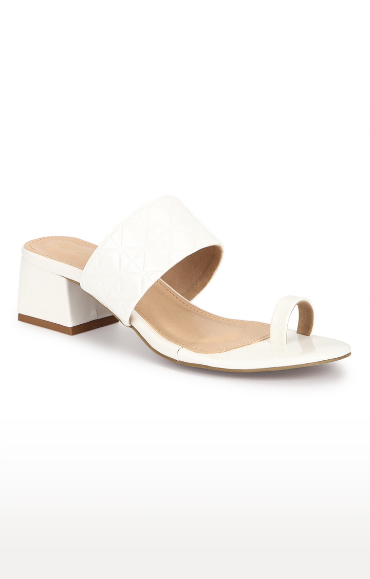 Truffle Collection | White Block Heels
