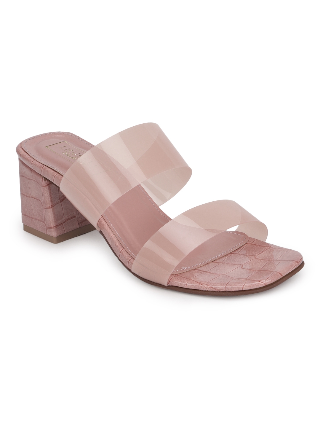 Nude Perspex Mules With Clear Straps