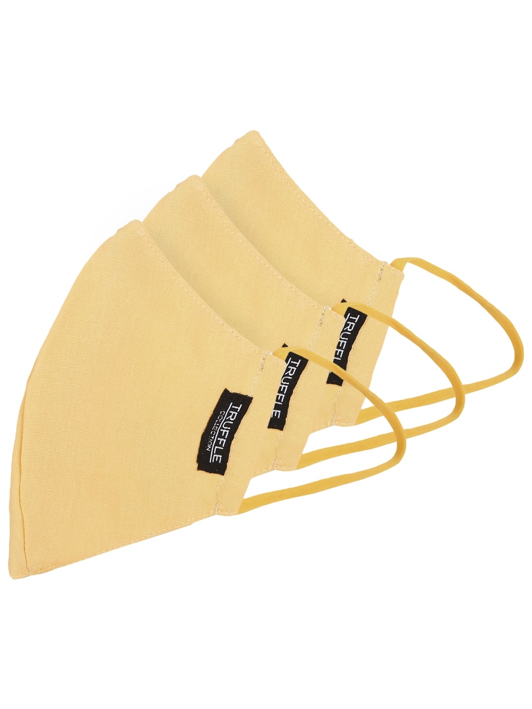 Truffle Collection | Yellow Cotton Unisex Pack of 3 Reusable 3-Layer Outdoor Masks