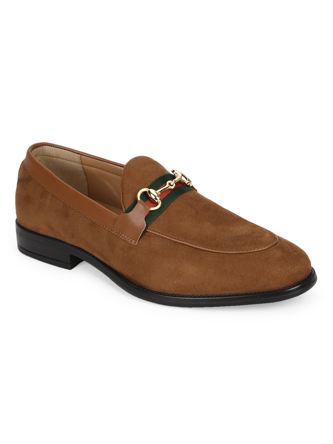 Truffle Collection | Tan Suede Men's Low Heel Chained Loafers