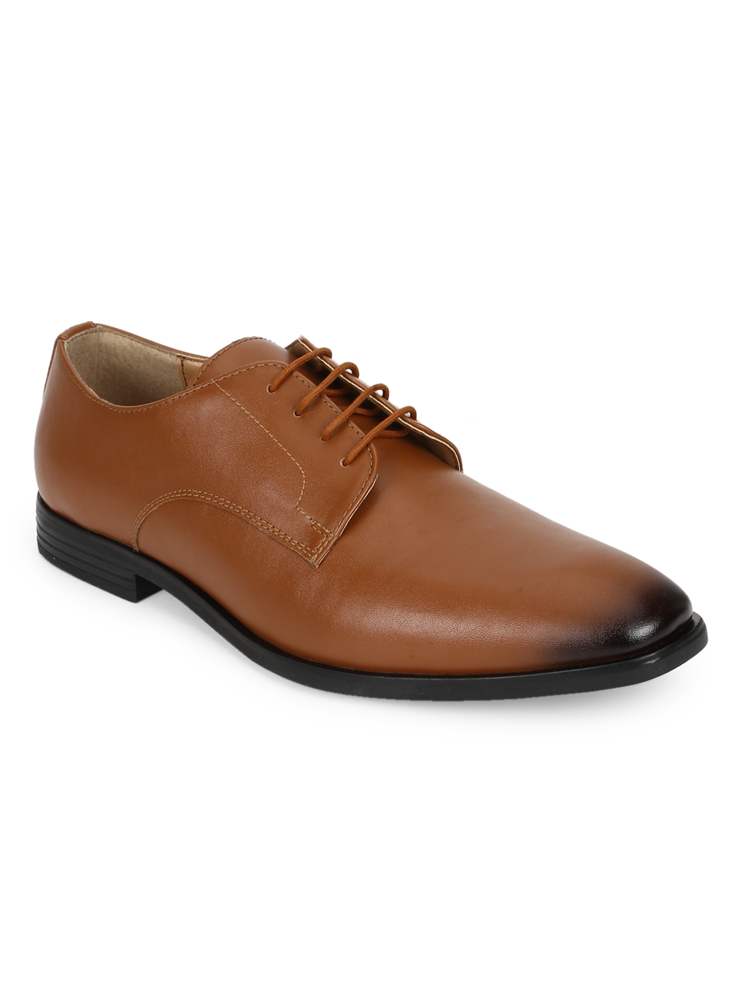 Truffle Collection | Tan PU Men's Low Heel Lace Up Shoes