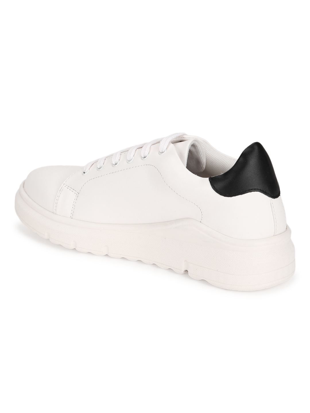 White PU Sneakers With Back Details