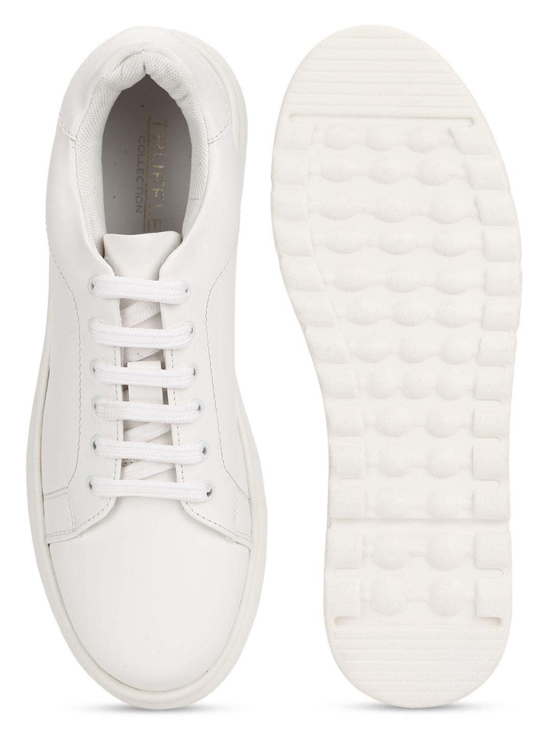 White PU Cleated Bottom Sneakers