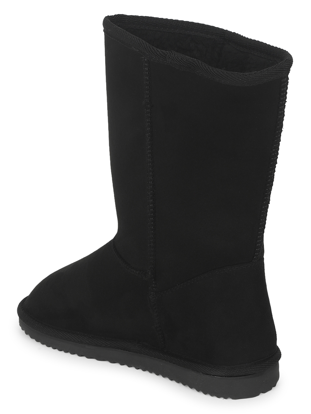 Black Micro Flat Snow Mid Calf Boots