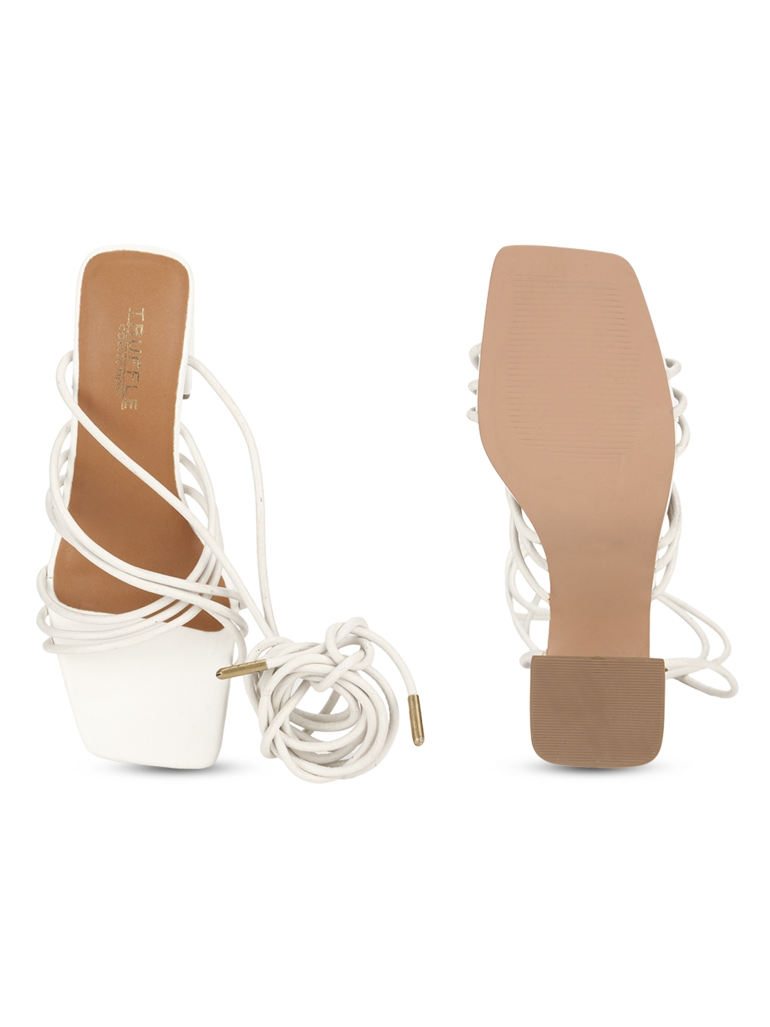 White PU Strappy Block Heel Sandals