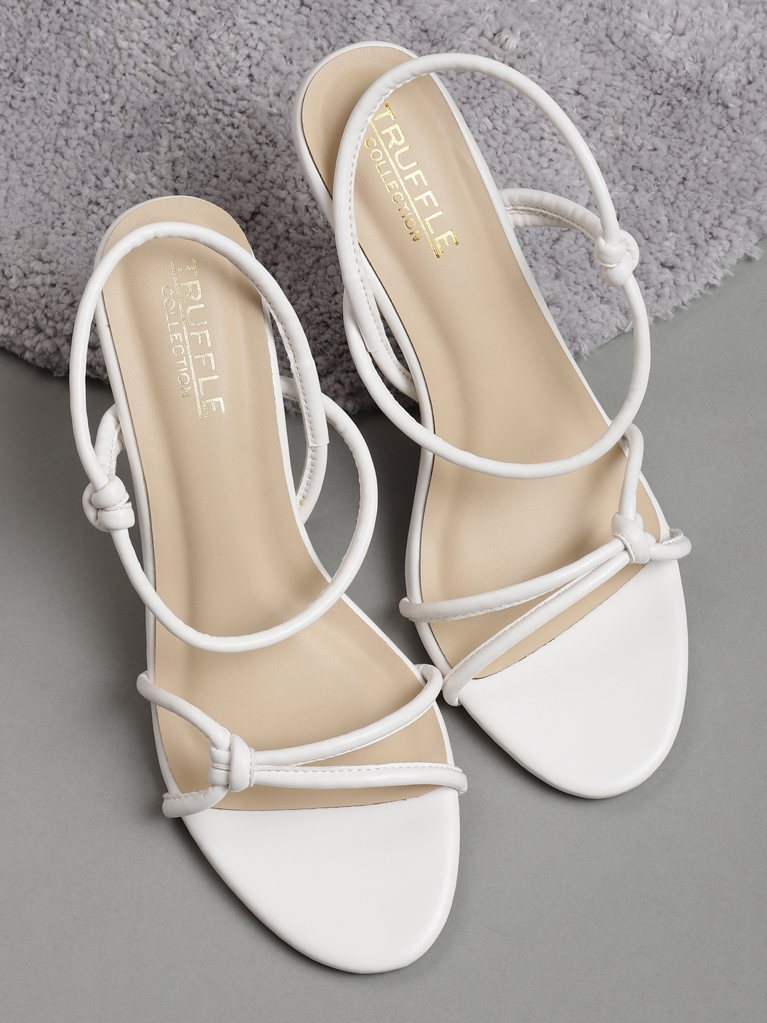 Truffle Collection | White PU Strappy Stiletto Sandals