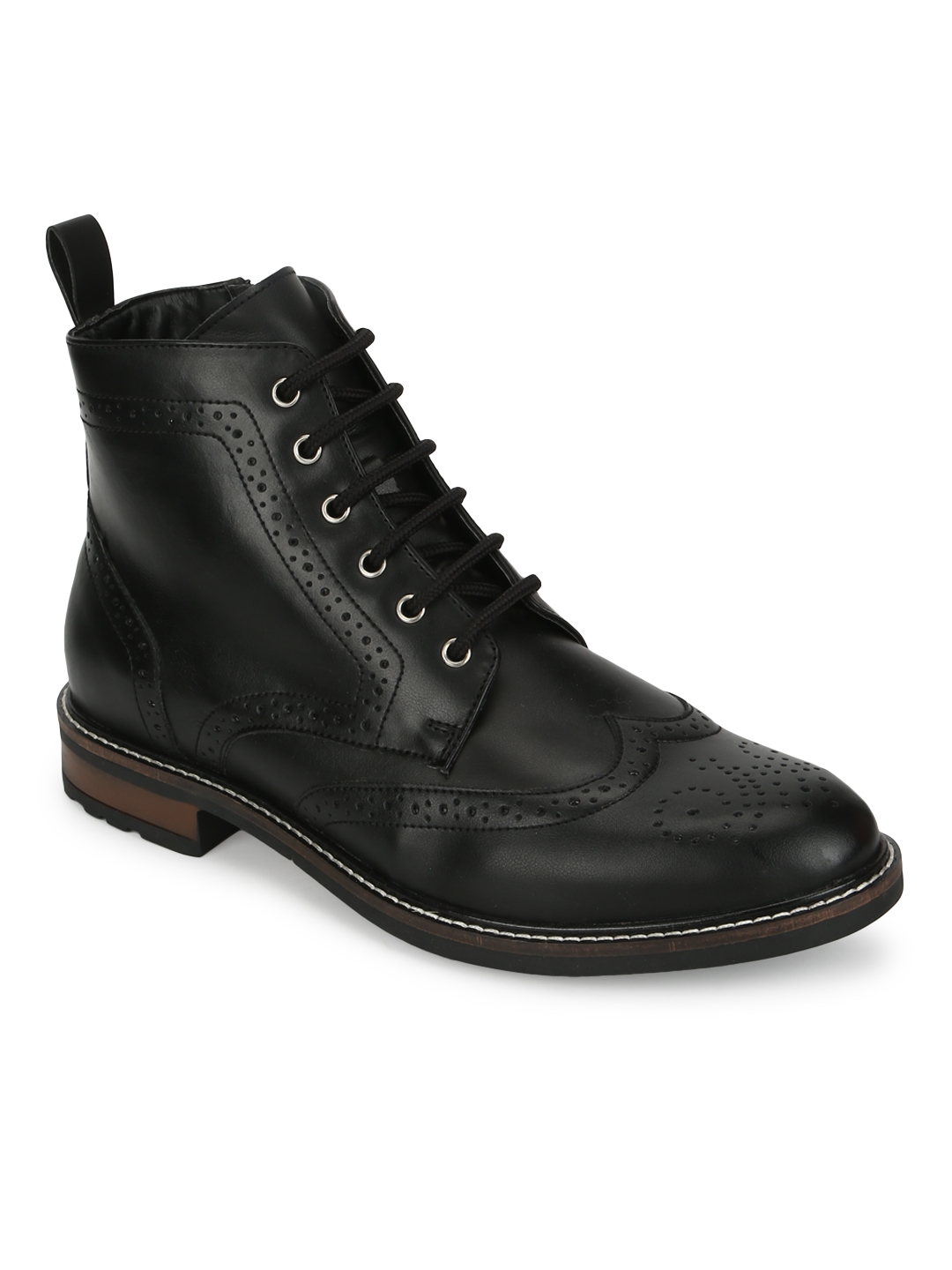 Truffle Collection | Black PU Lace Up Men's Ankle Boots