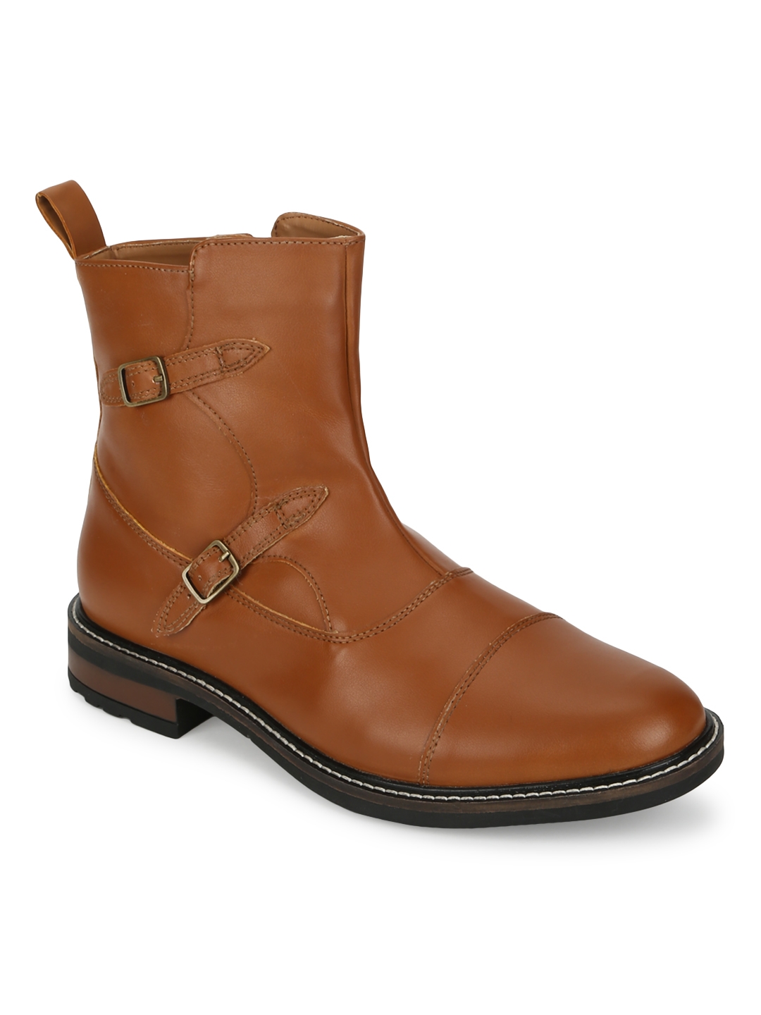 Truffle Collection | Tan PU Side Buckle Men's Chelsea Boots