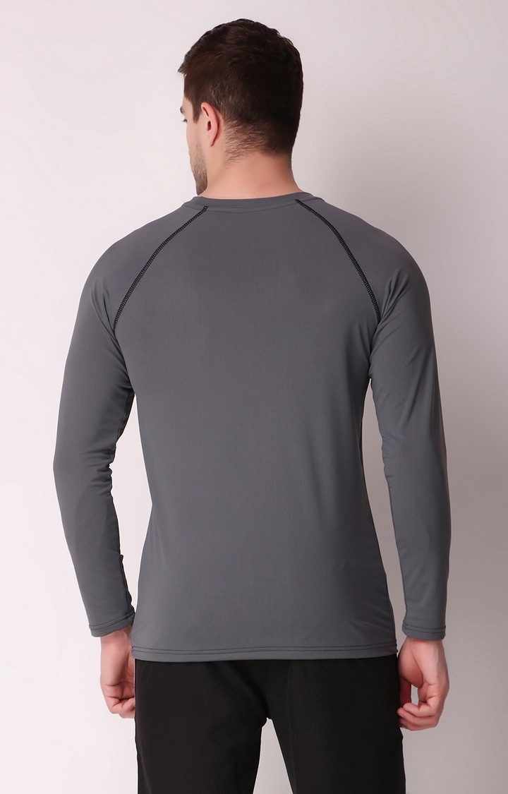 Fitinc Grey Full Sleeves Sports Tees for Workout & Casual Wear