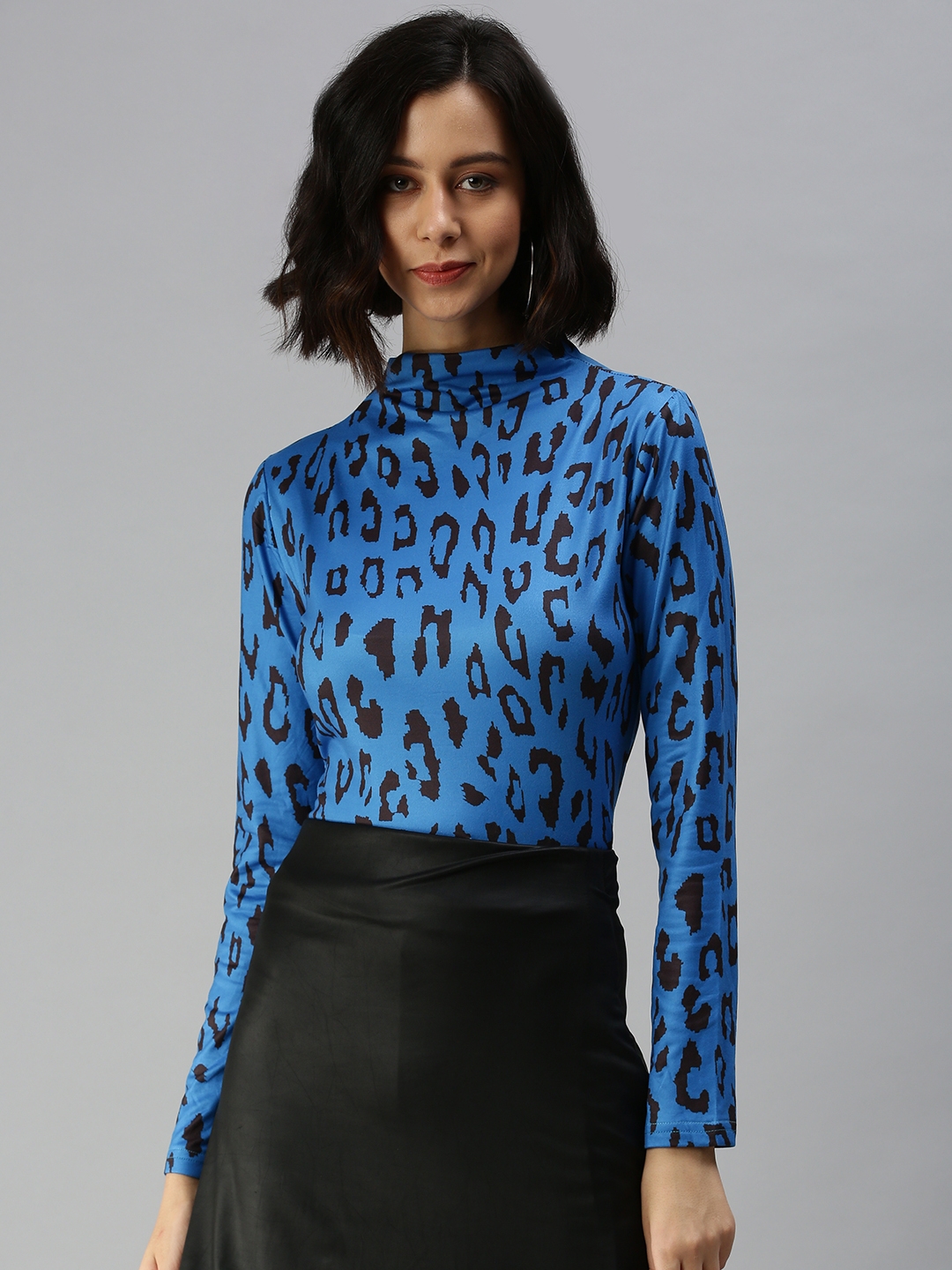 Women's Blue Polyester Printed Tops