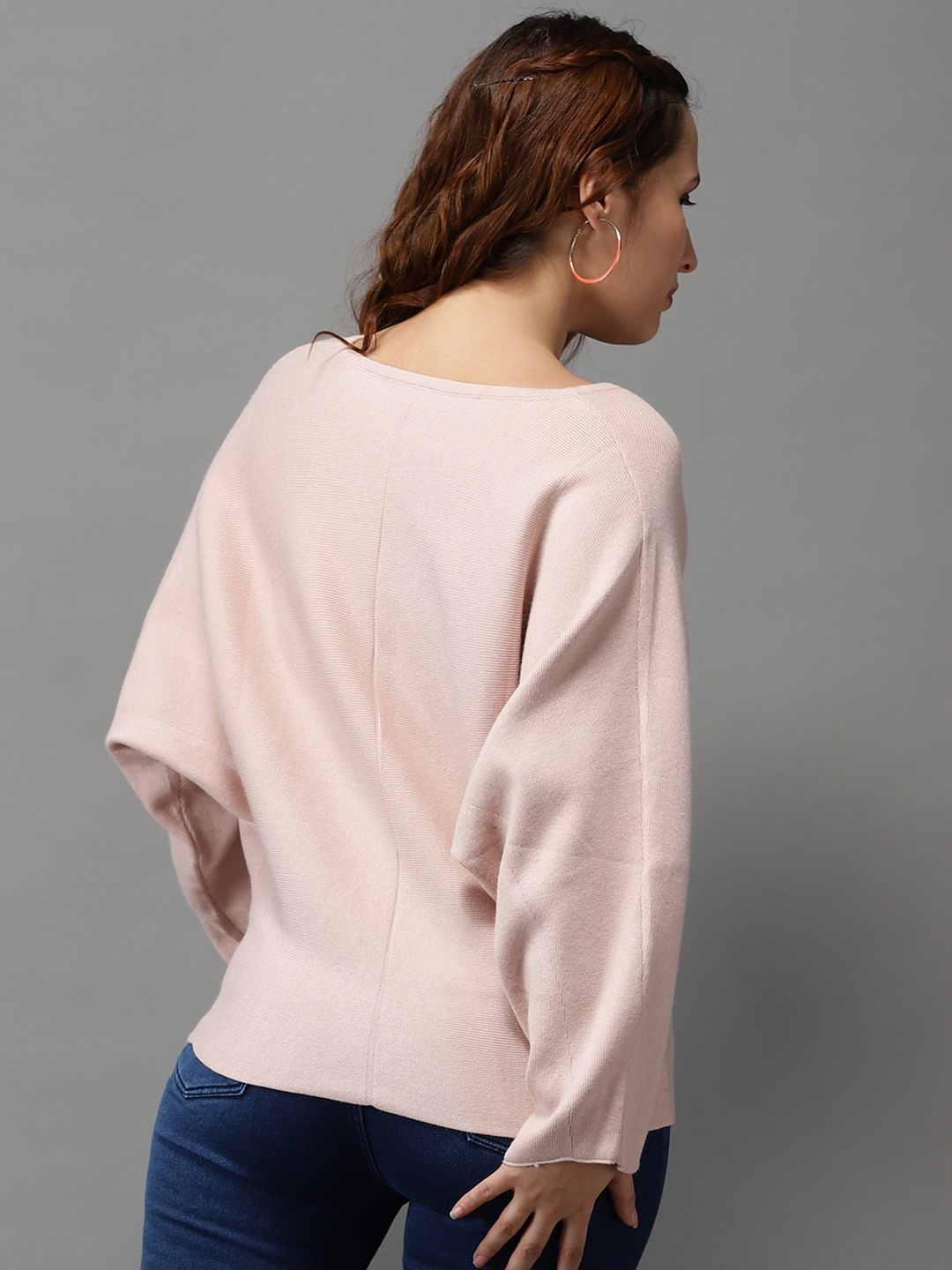 Women's Pink Acrylic Solid Sweaters