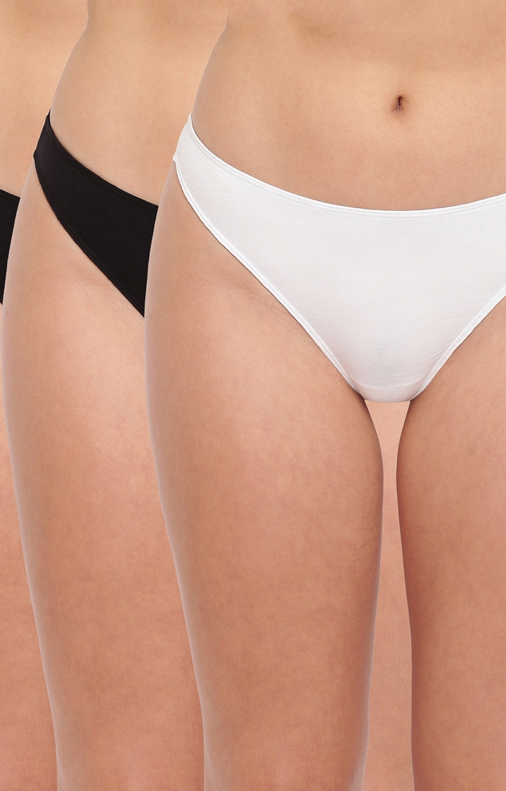 BASIICS by La Intimo | Black and White Spank Me Naughty Thong Pack of 3