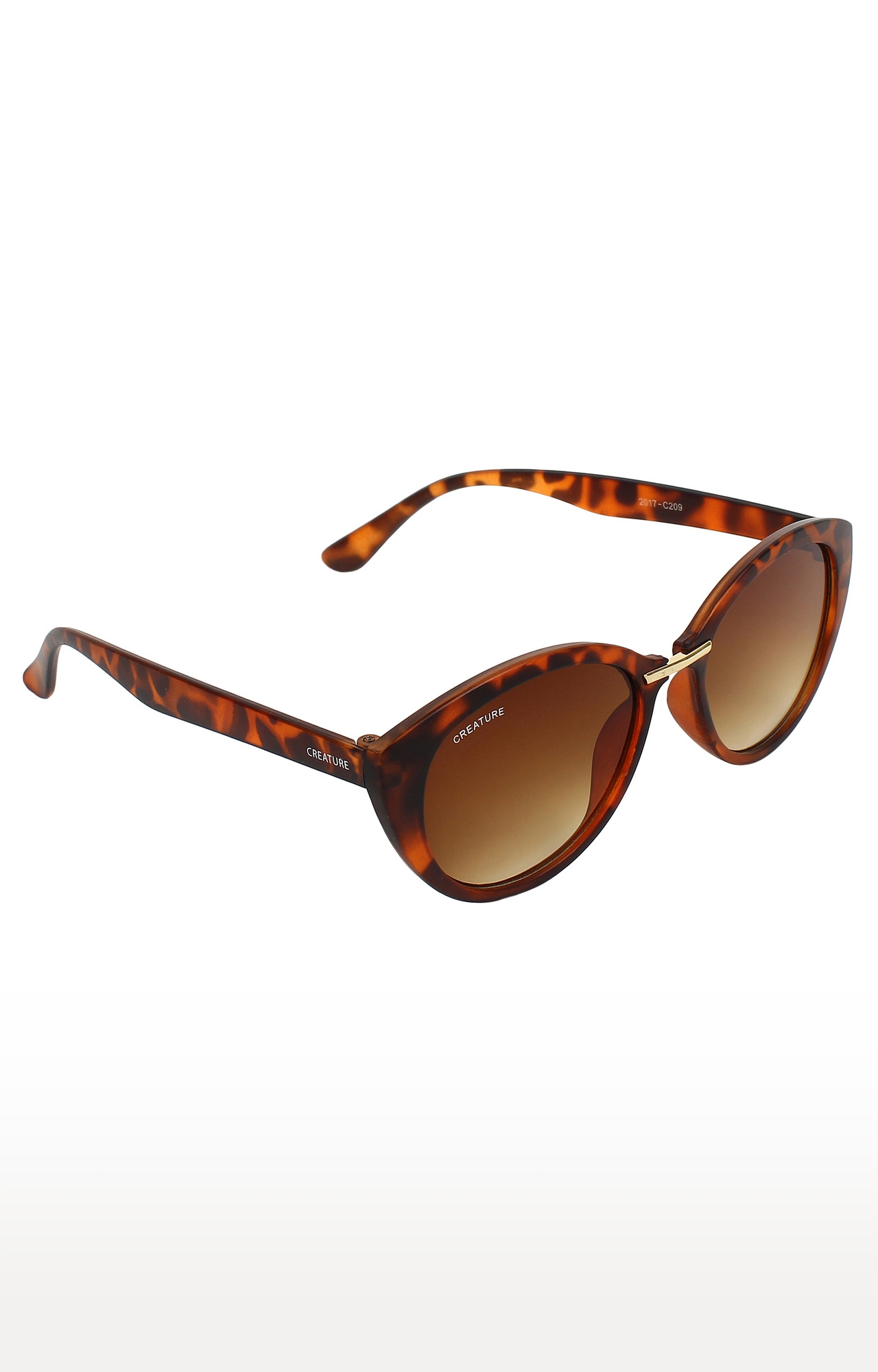 CREATURE | CREATURE Brown Cat-Eye Sunglasses Combo with UV Protection (Lens-Brown|Frame-Tiger Print)