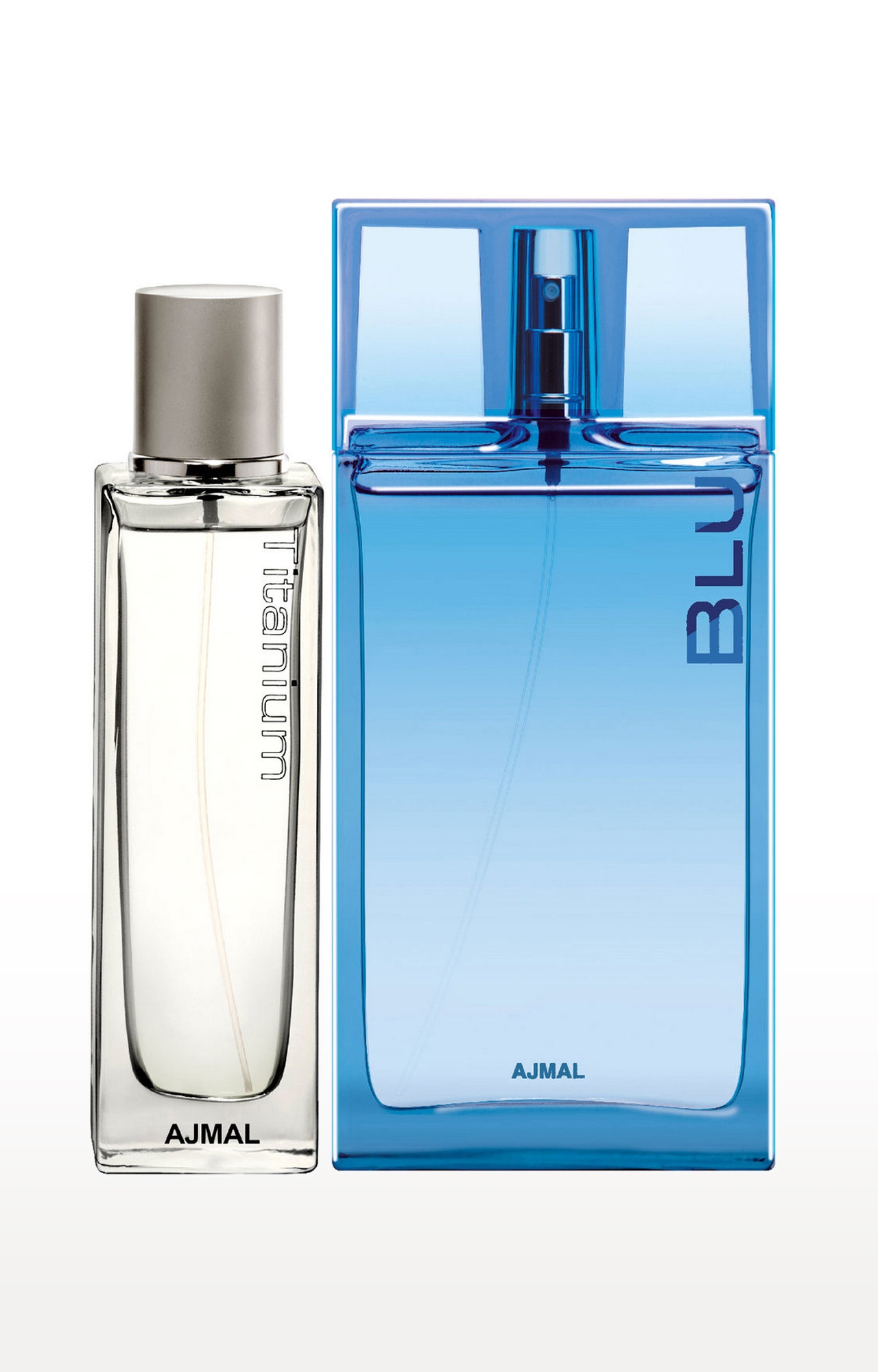 Ajmal | Ajmal Titanium EDP Citrus Spicy Perfume 100ml for Men and Blu EDP Aquatic Woody Perfume 90ml for Men + 2 Parfum Testers FREE