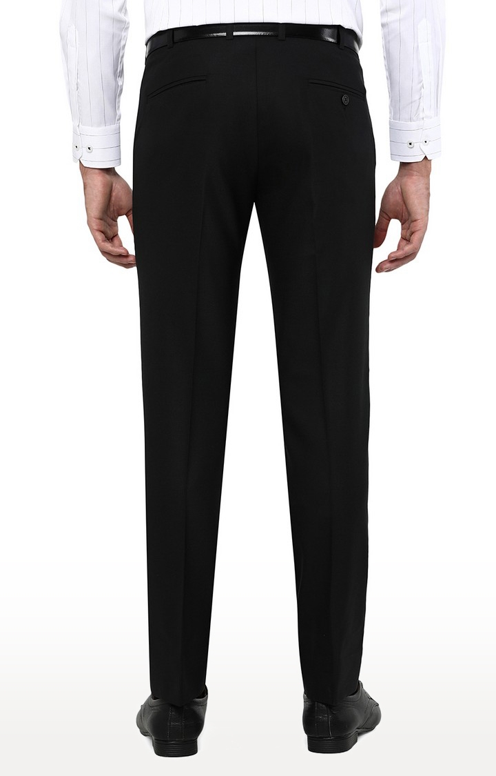 Men's Black Wool Blend  Formal Trousers