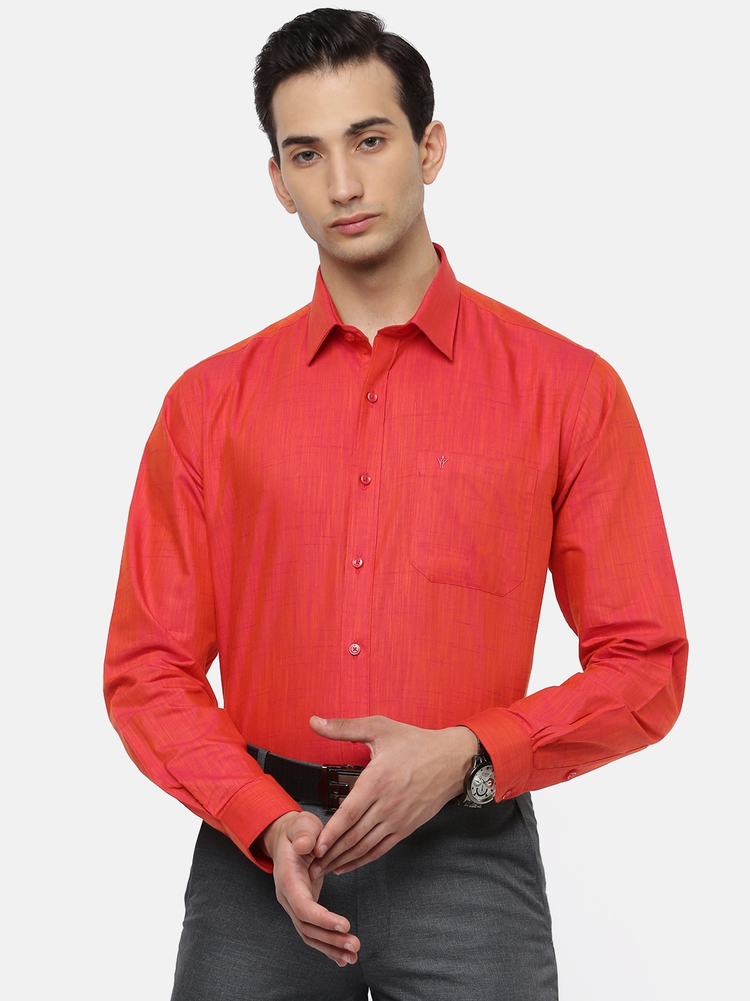 Ramraj Cotton | Red Solid Formal Shirts