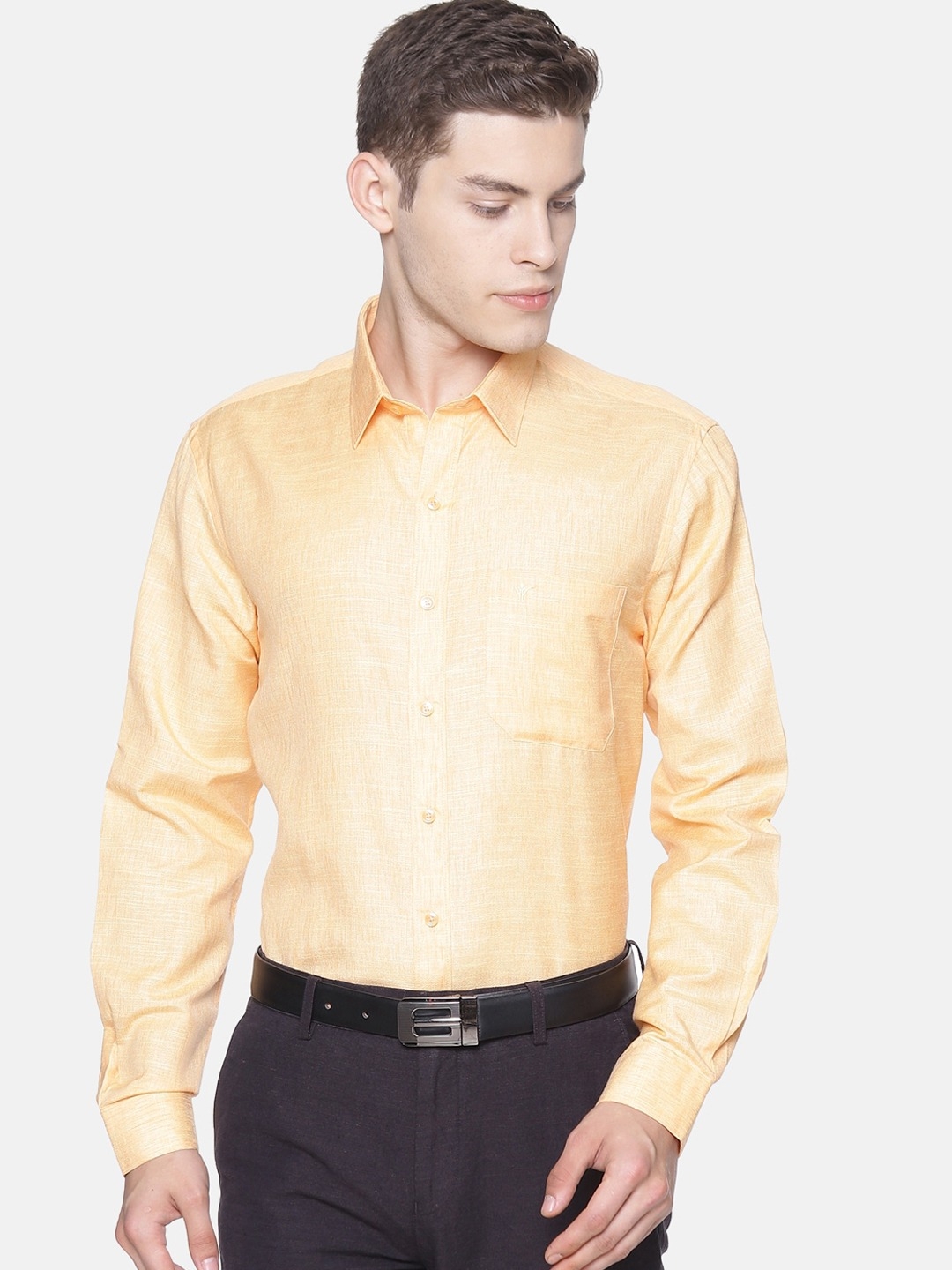 Ramraj | RAMRAJ COTTON Men Orange Original Regular Fit Solid Formal Shirt